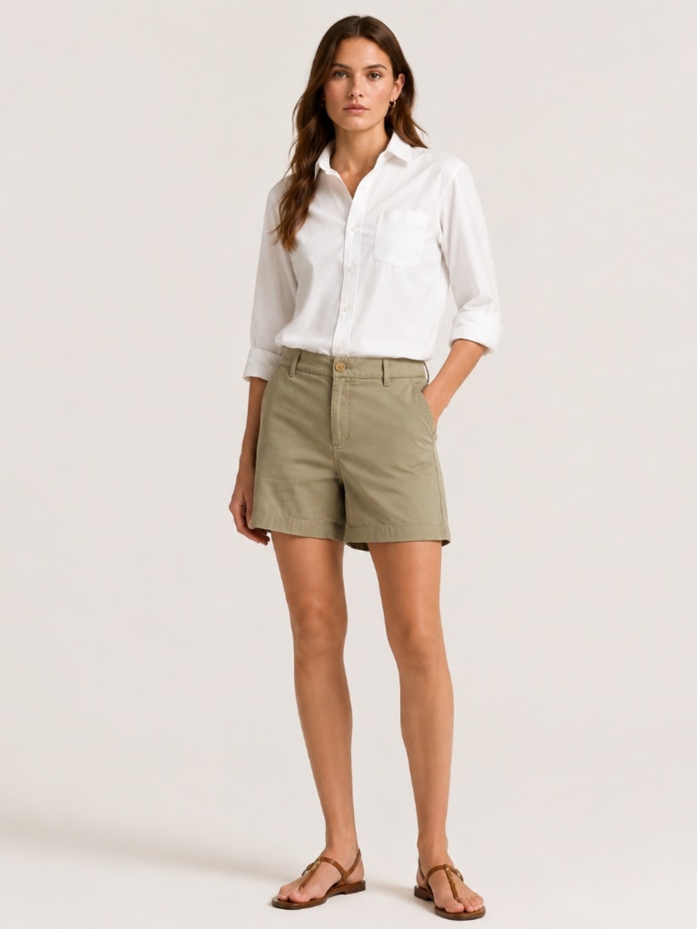 Lauren Ralph Lauren Jeans Co. Y2K Khaki Chino Shorts Olive 100% Cotton Size 8P